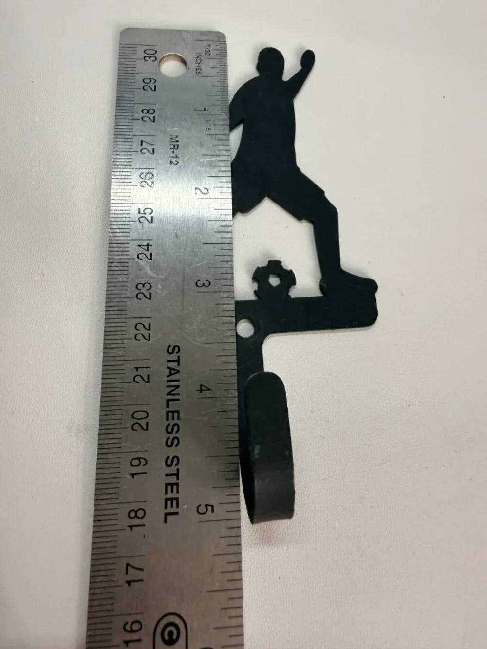 Wrought Iron Soccer Player Wall Hook Small 3.5